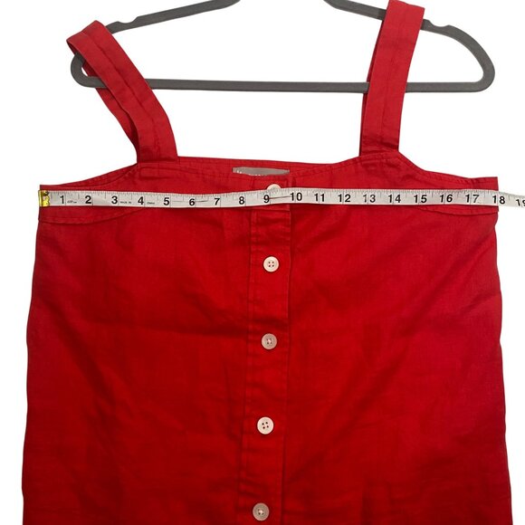 Everlane Red Linen Picnic Top Size 8 sustainable button front boxy breathable - Picture 6 of 8